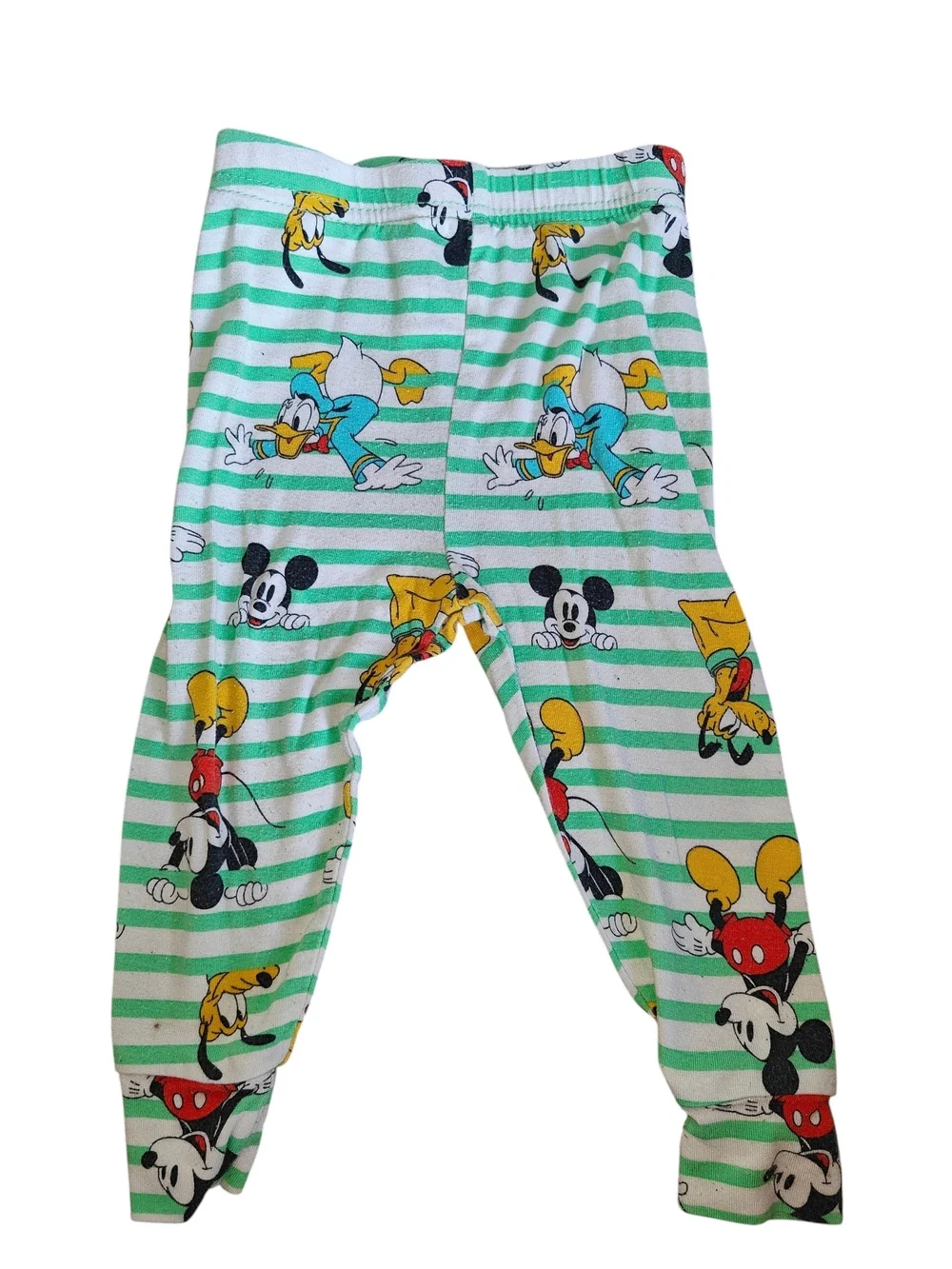 Disney Green & White Striped Pajama Set Bamboo Character Print 18M